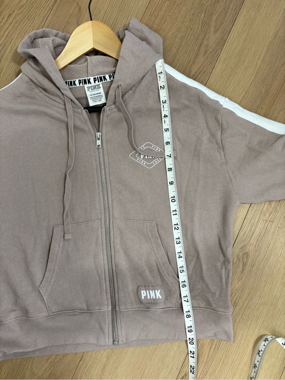 PINK Victoria’s Secret Cropped Zip Hoodie Brown Size S - Picture 9 of 9